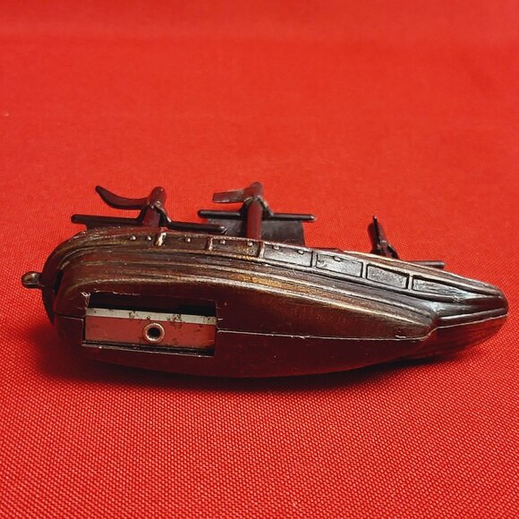 Vintage Antique Finish Die Cast Metal Sailing Ship Pencil Sharpener - Picture 8 of 15